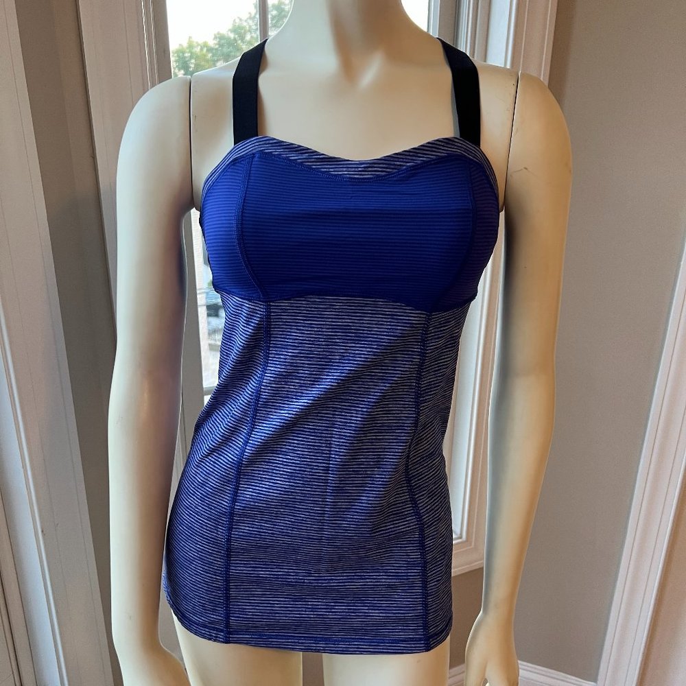Lululemon Run: Catch Me Tank Tonka Stripe Pigment Blue - Size 4